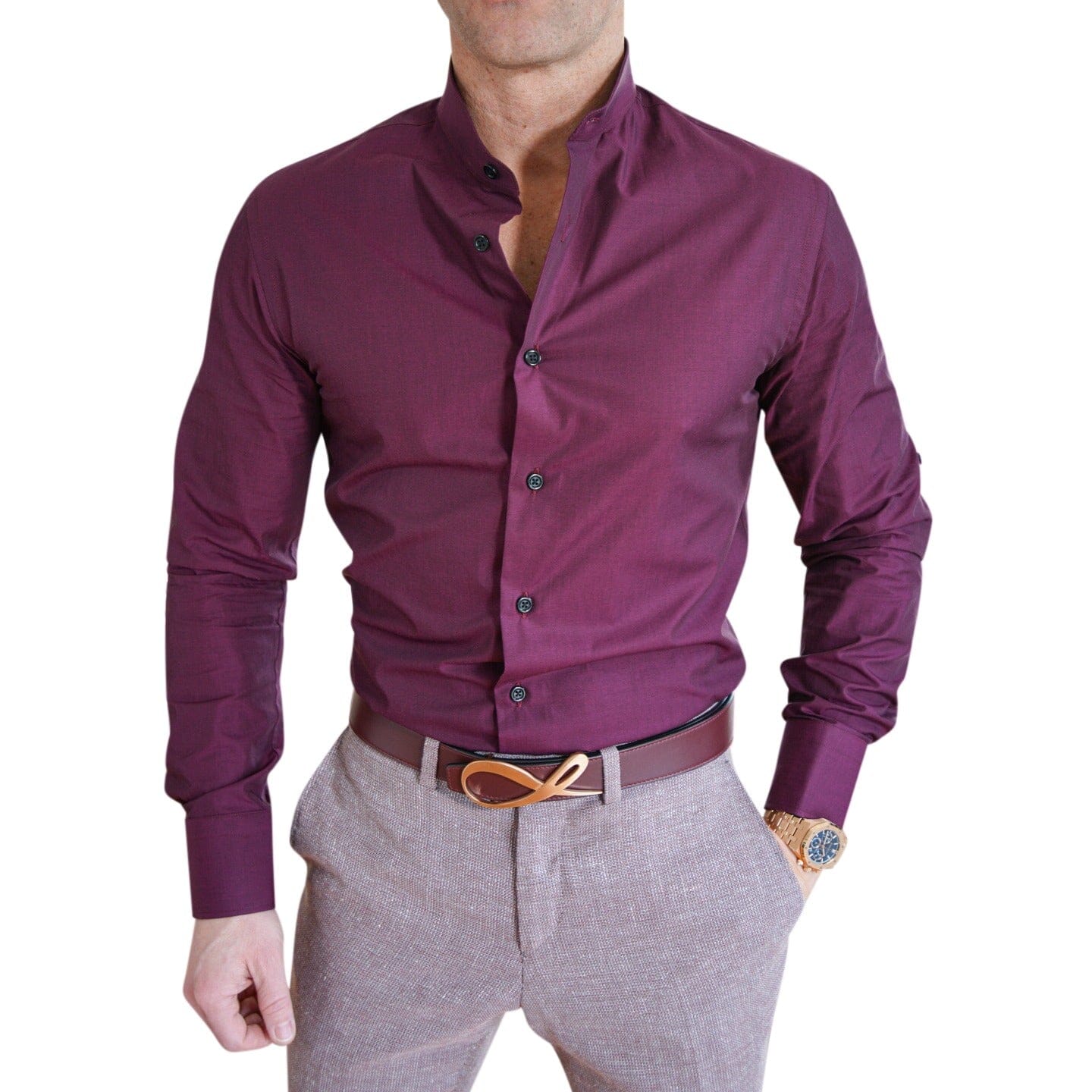 Plum Mandarin Dress Shirt – SCCBOLD