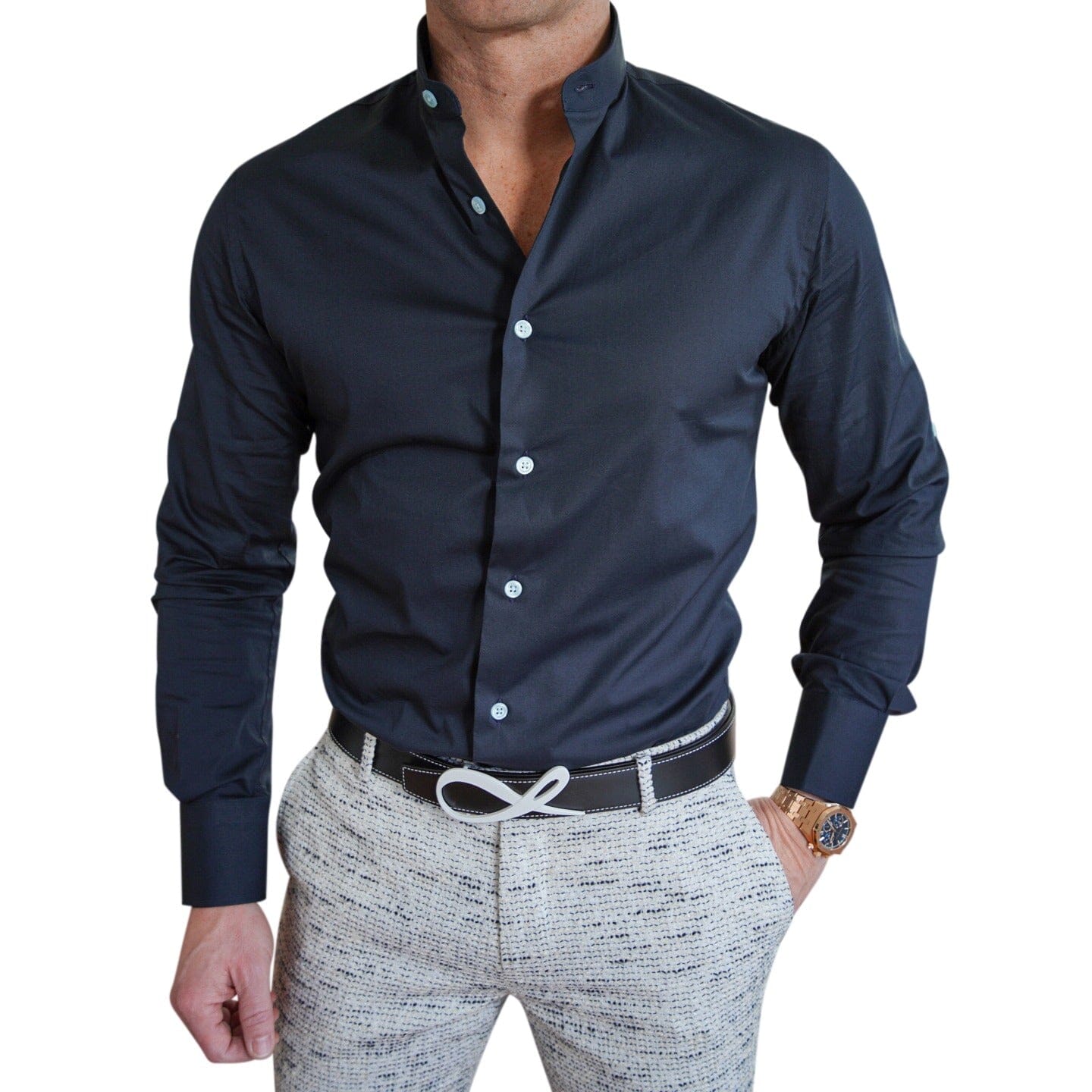 Ash Black Signature Mandarin Dress Shirt – SCCBOLD
