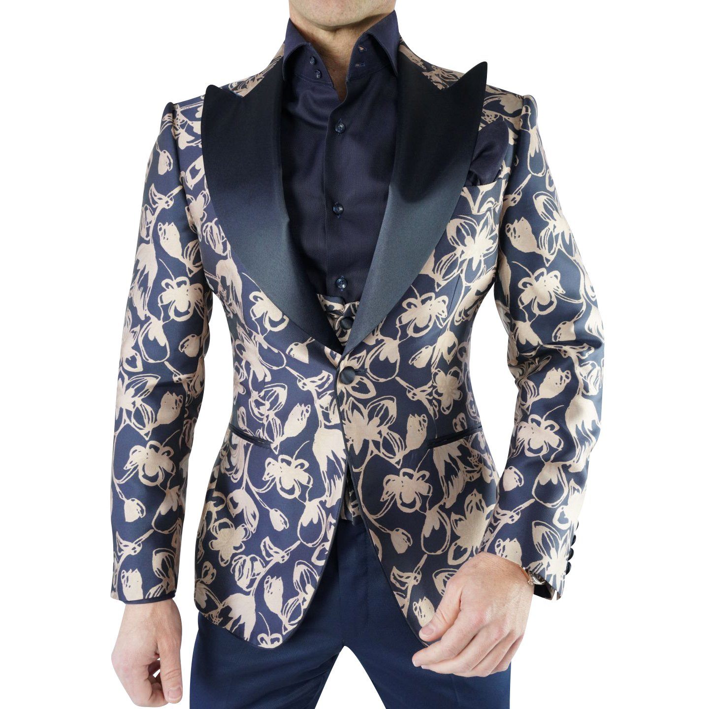 Formal wedding attire for men featuring Sebastian Cruz Couture tailoring