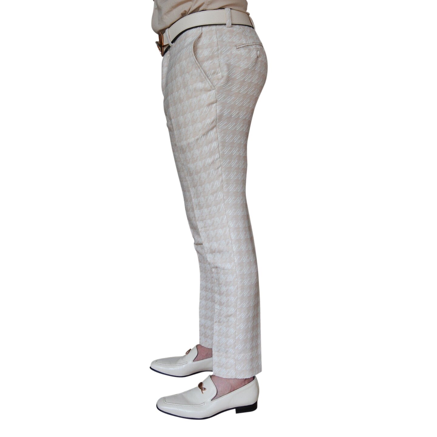 Cashew Crema Houndstooth Trousers-4