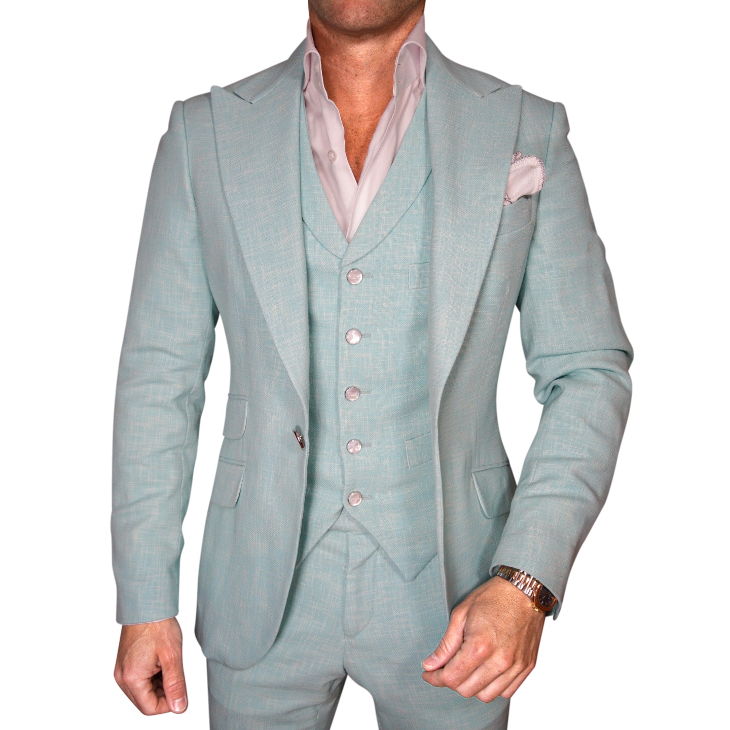 Blu Ciano Lino Tweed Jacket-4