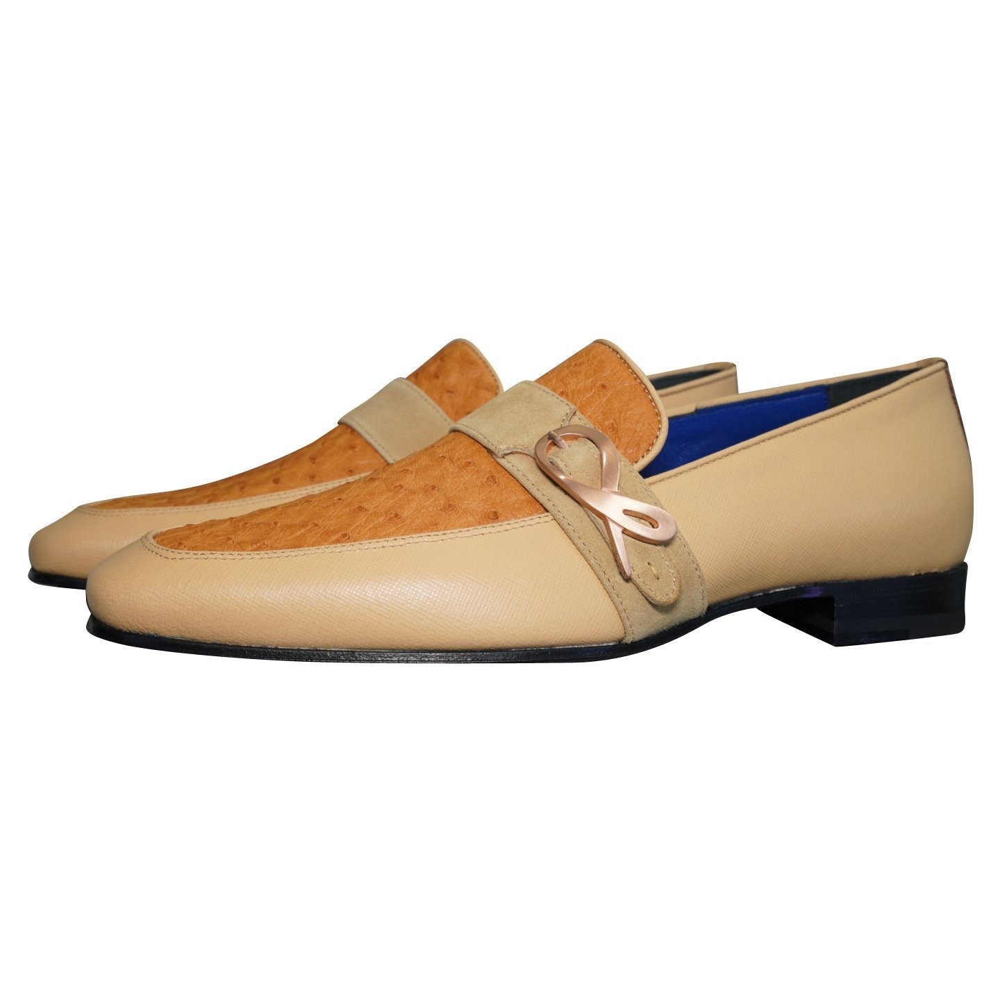 Tuscan Ostrich Monk Rose Gold Loafer-3