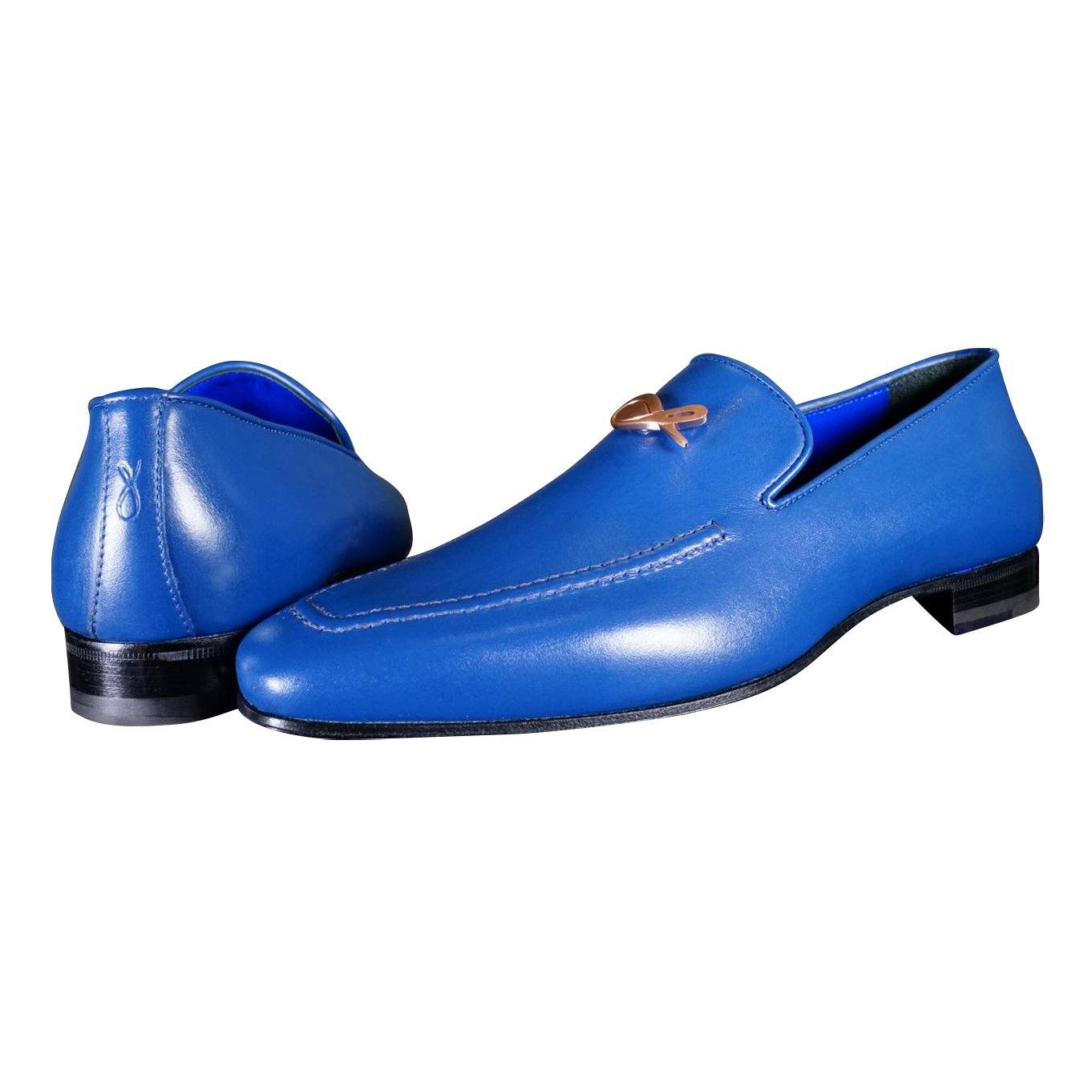 Cobalt With Rose Gold Hardware Leather Loafer-3