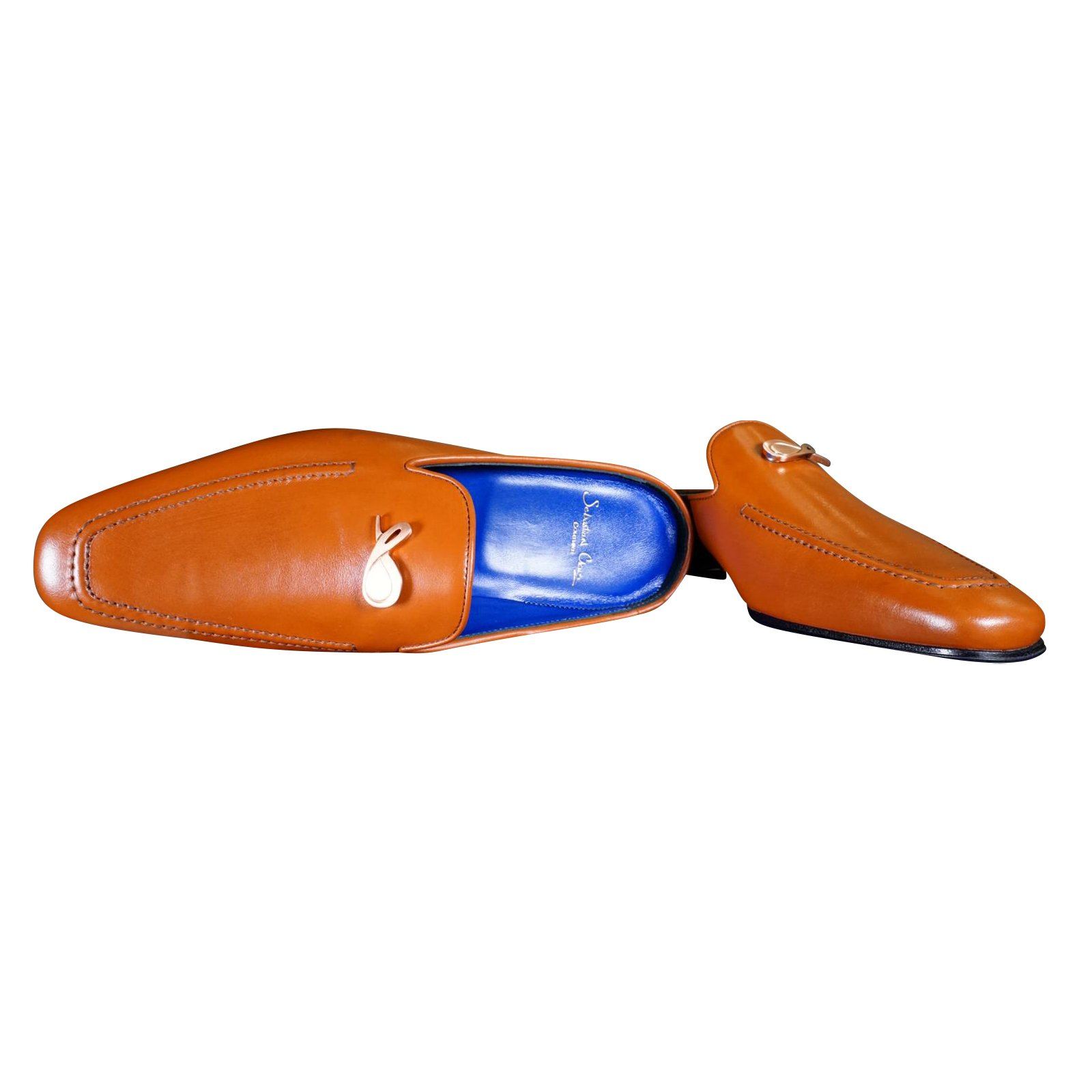 Caramello With Rose Gold Hardware Leather Slippers-4
