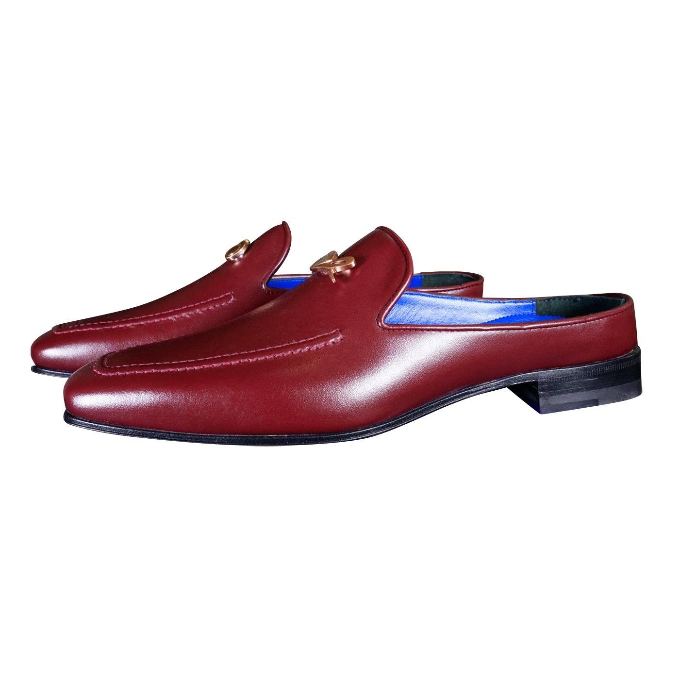 Bordo With Rose Gold Hardware Leather Slippers-3