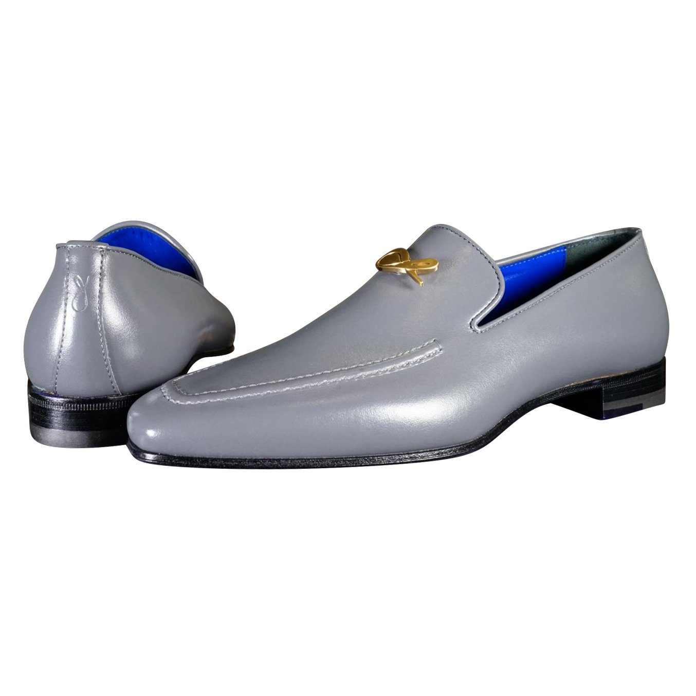 Grafite With Yellow Gold Hardware Leather Loafers-5