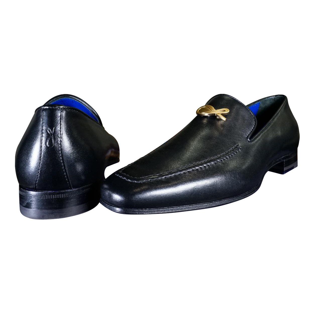 Nero Opal With Yellow Gold Hardware Leather Loafer-5