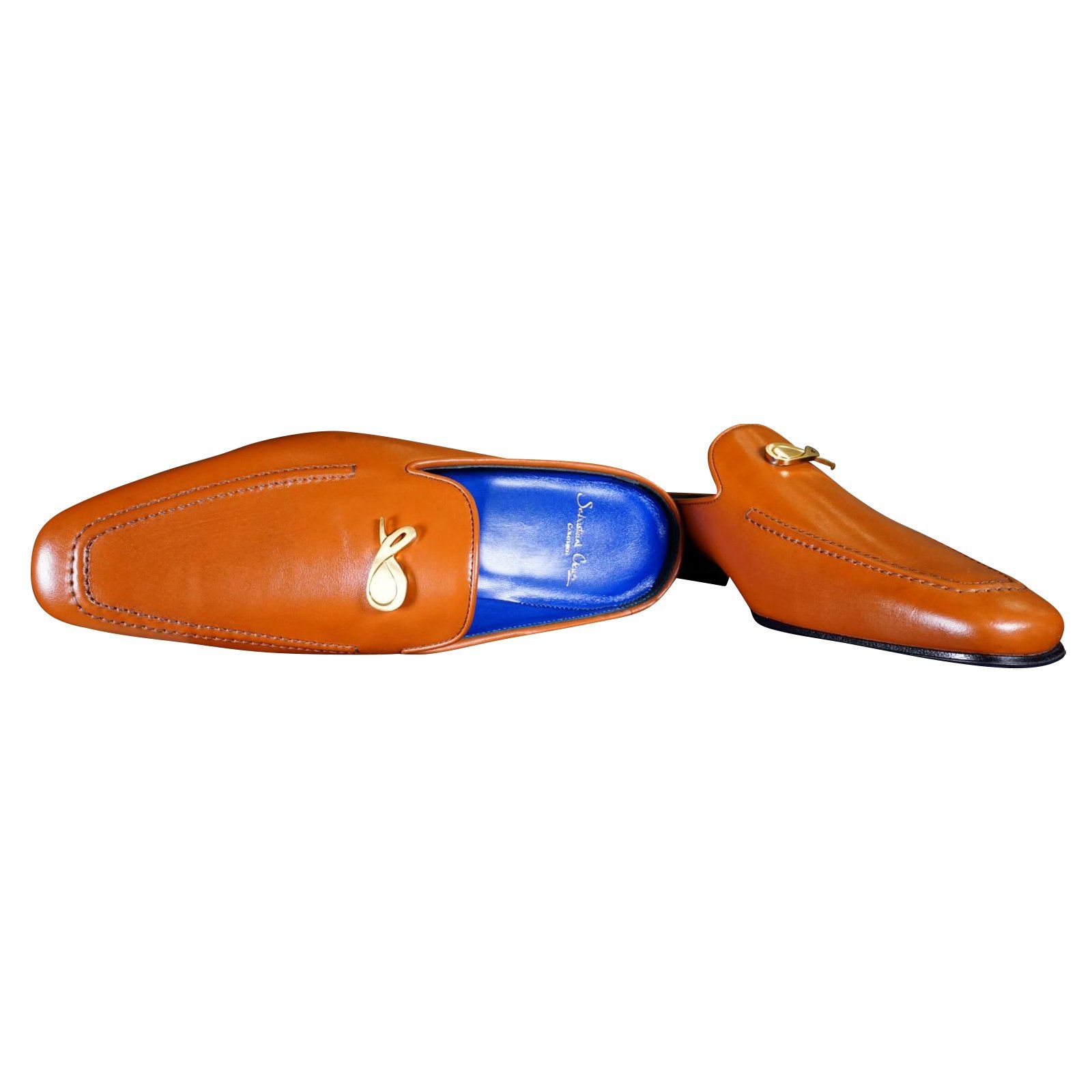 Caramello With Yellow Gold Hardware Leather Slippers-4