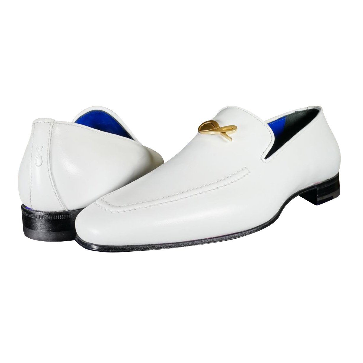 Bianco With Yellow Gold Hardware Leather Loafers-3