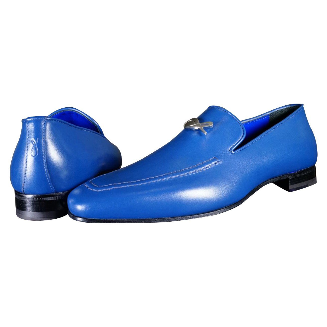 Cobalt With Silver Hardware Leather Loafer-3