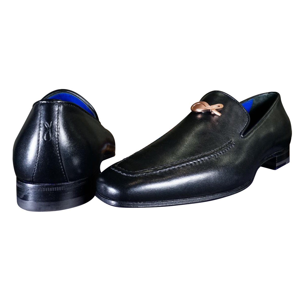 Nero Opal With Rose Gold Hardware Leather Loafer-3
