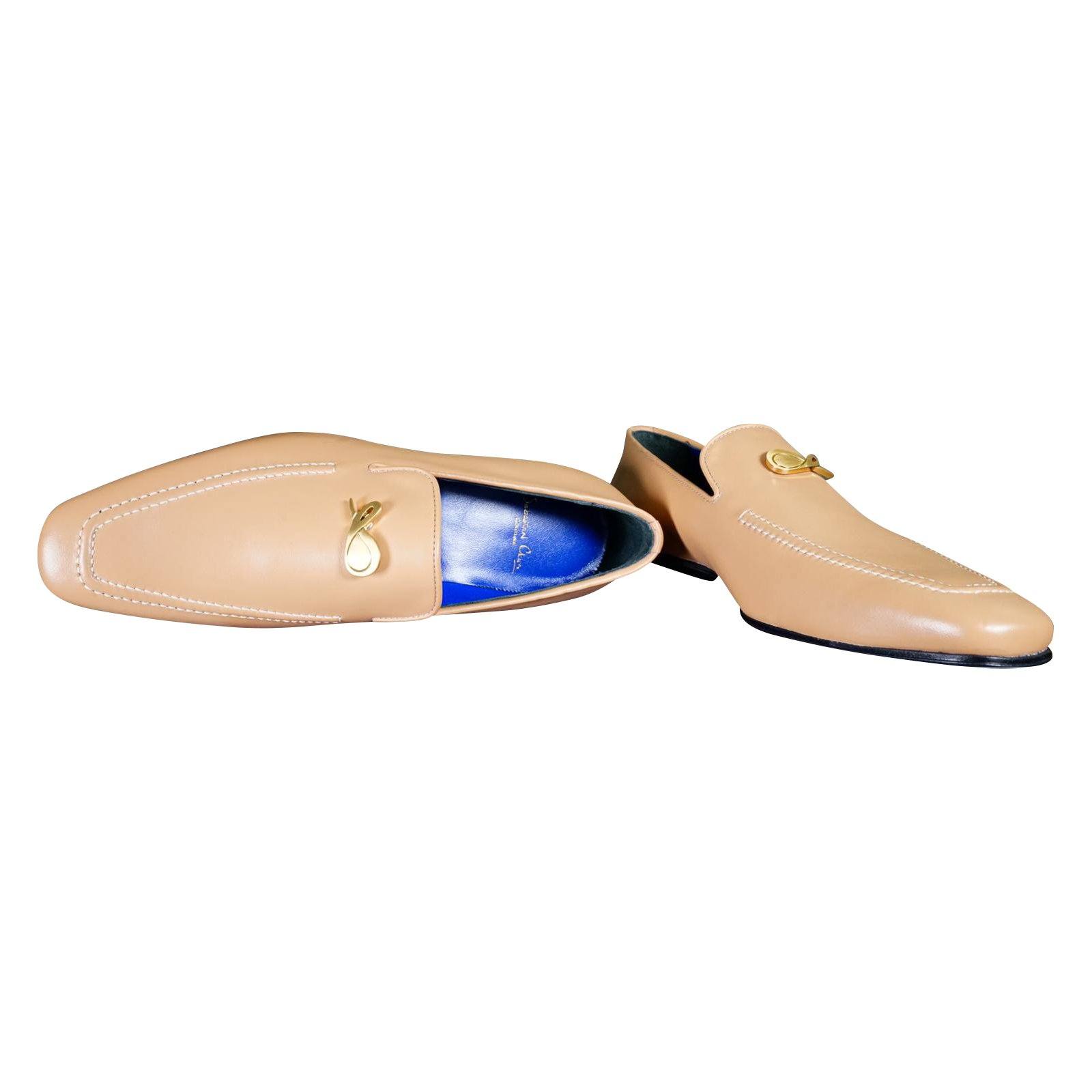Latte With Yellow Gold Hardware Leather Loafers @ The Vault-4