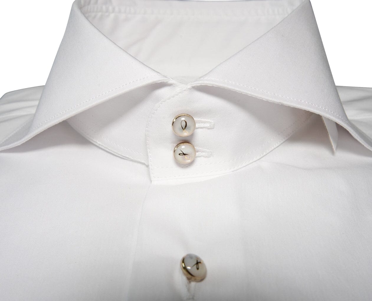 White Classico Signature Gold Tuxedo Shirt-3