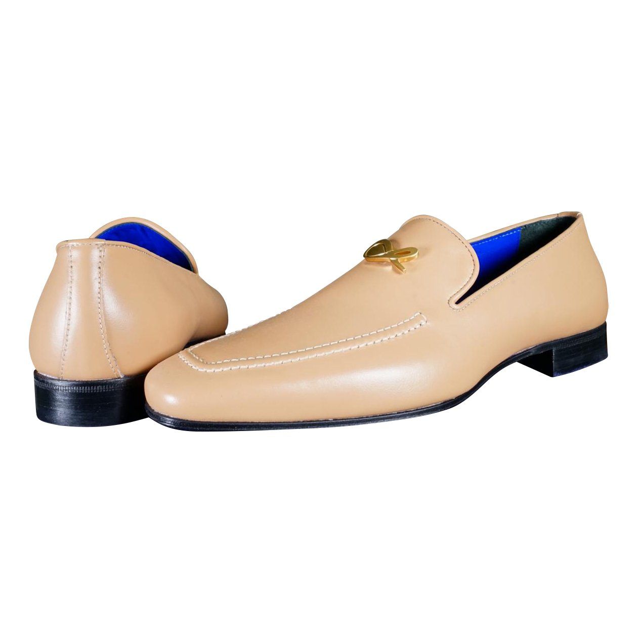 Latte With Yellow Gold Hardware Leather Loafers @ The Vault-5