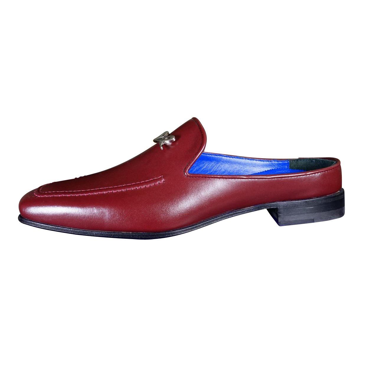 Bordo With Silver Hardware Leather Slippers-5