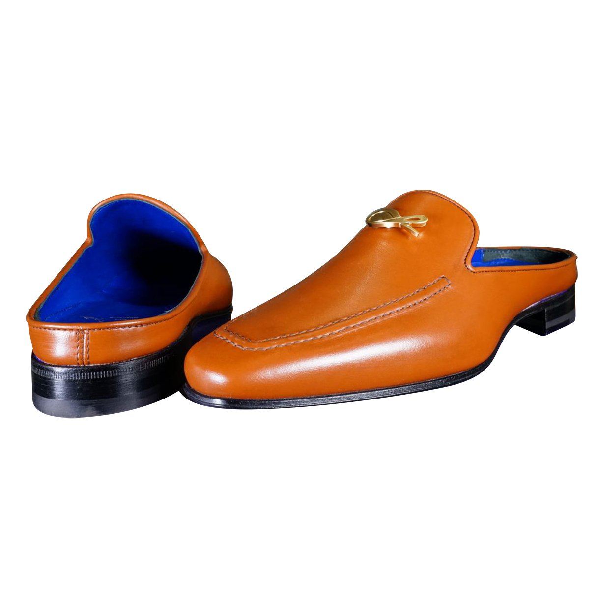 Caramello With Yellow Gold Hardware Leather Slippers-5