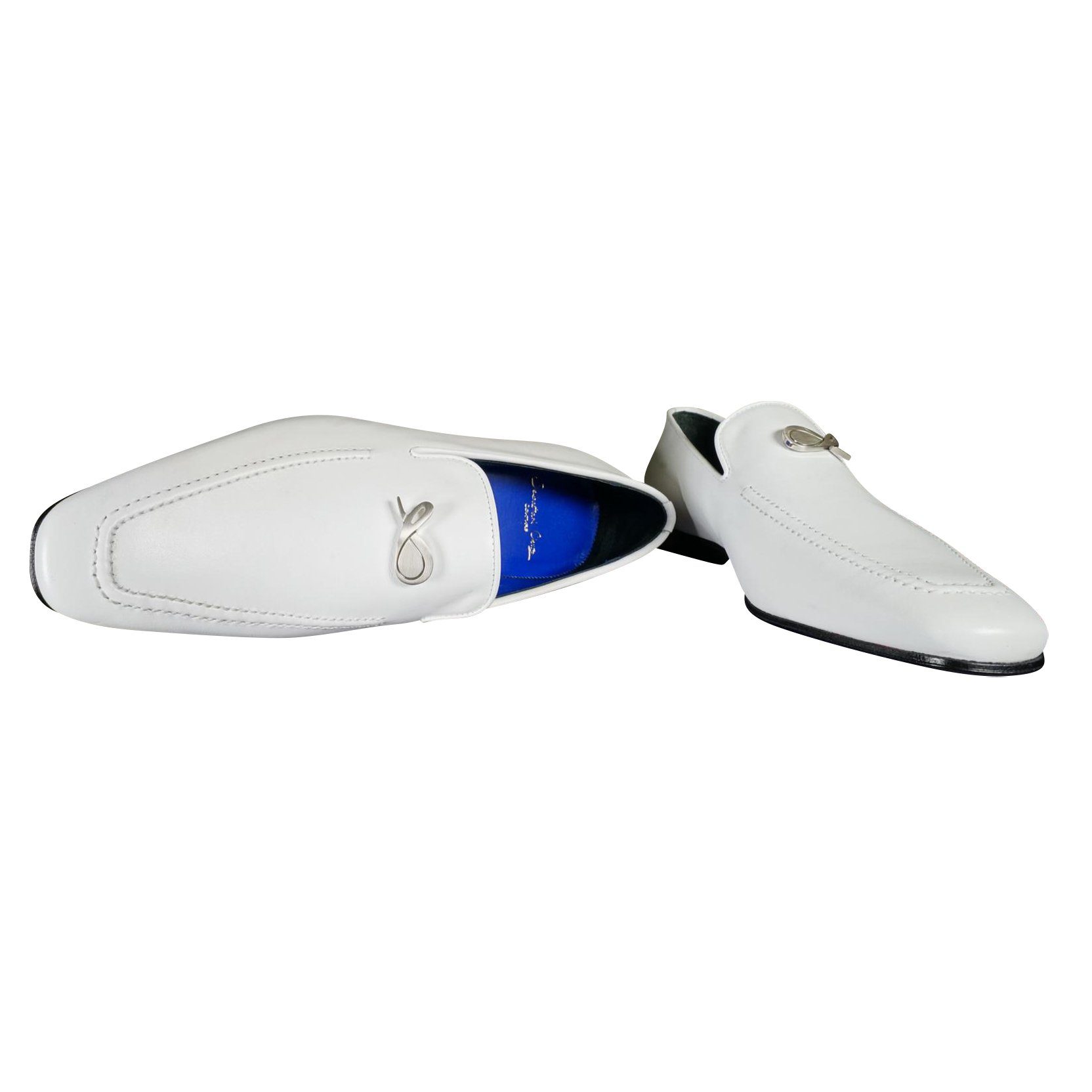Bianco With Silver Hardware Leather Loafers @ The Vault-5