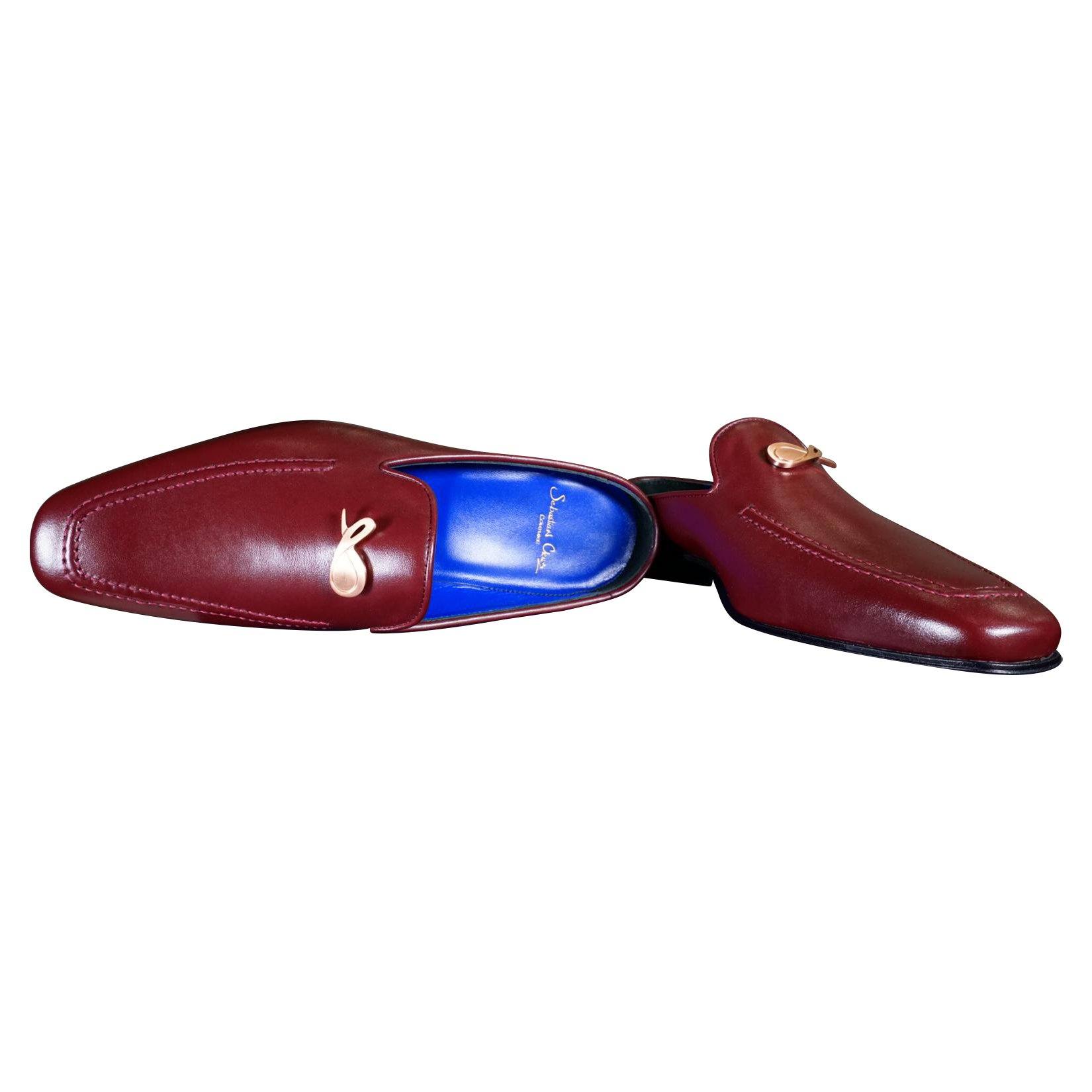 Bordo With Rose Gold Hardware Leather Slippers-5