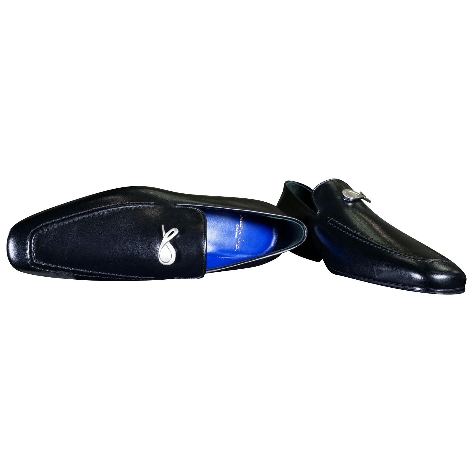 Nero Opal With Silver Hardware Leather Loafer-4