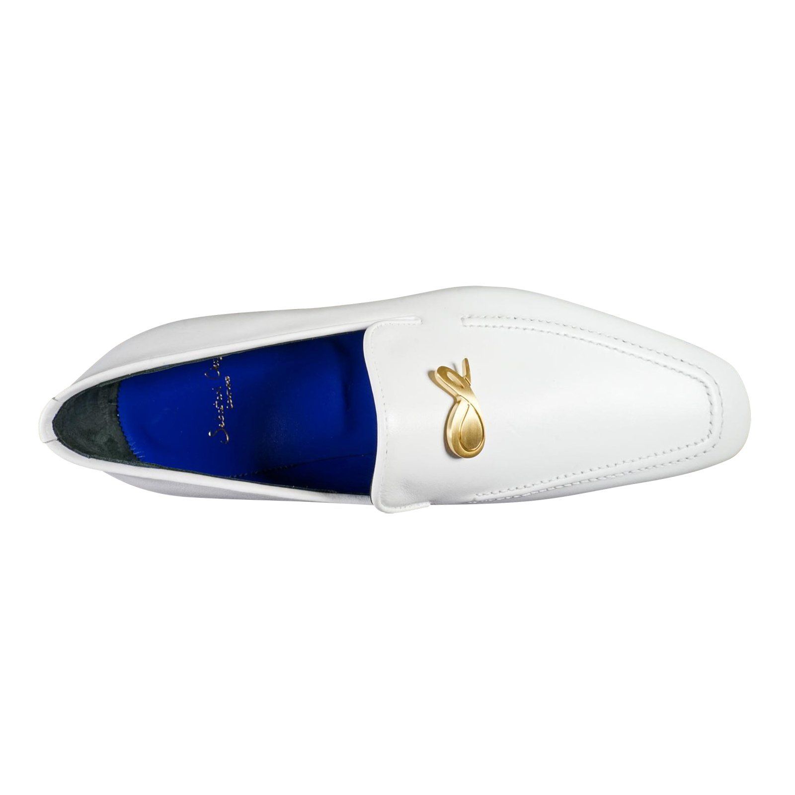 Bianco With Yellow Gold Hardware Leather Loafers-7