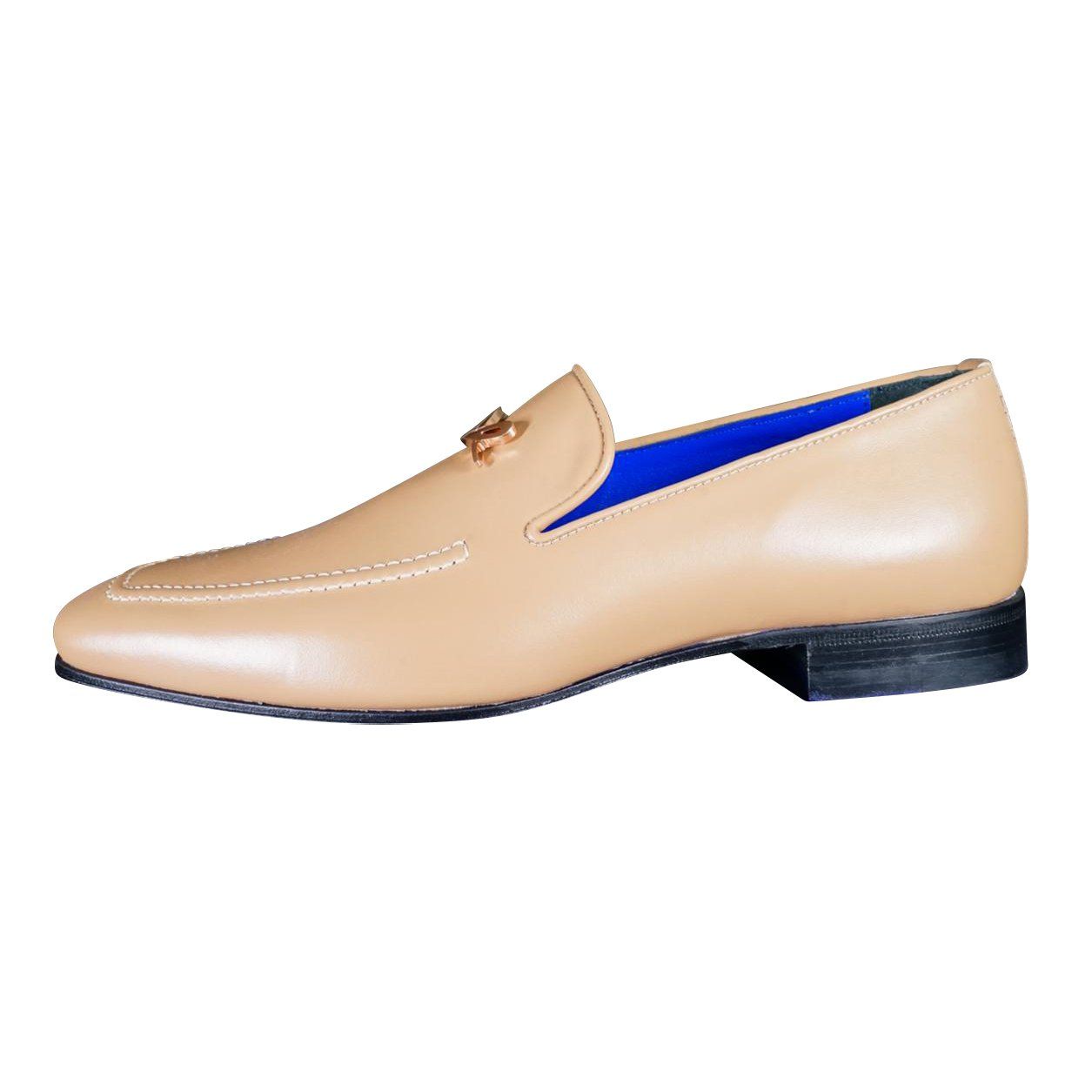 Latte With Rose Gold Hardware Leather Loafers-6