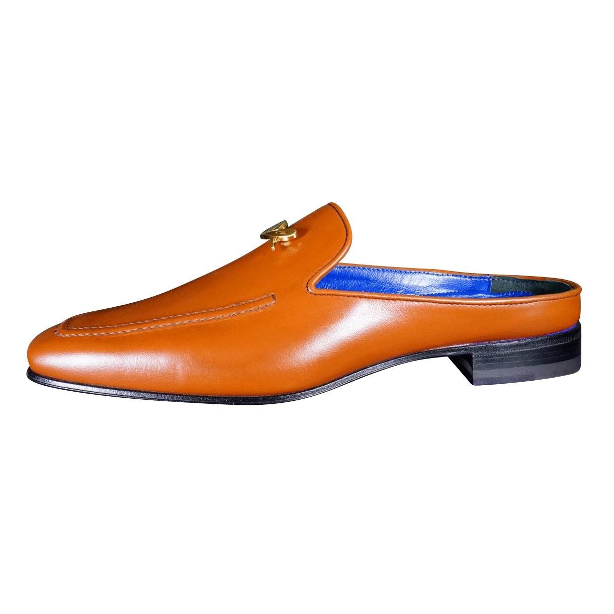 Caramello With Yellow Gold Hardware Leather Slippers-8