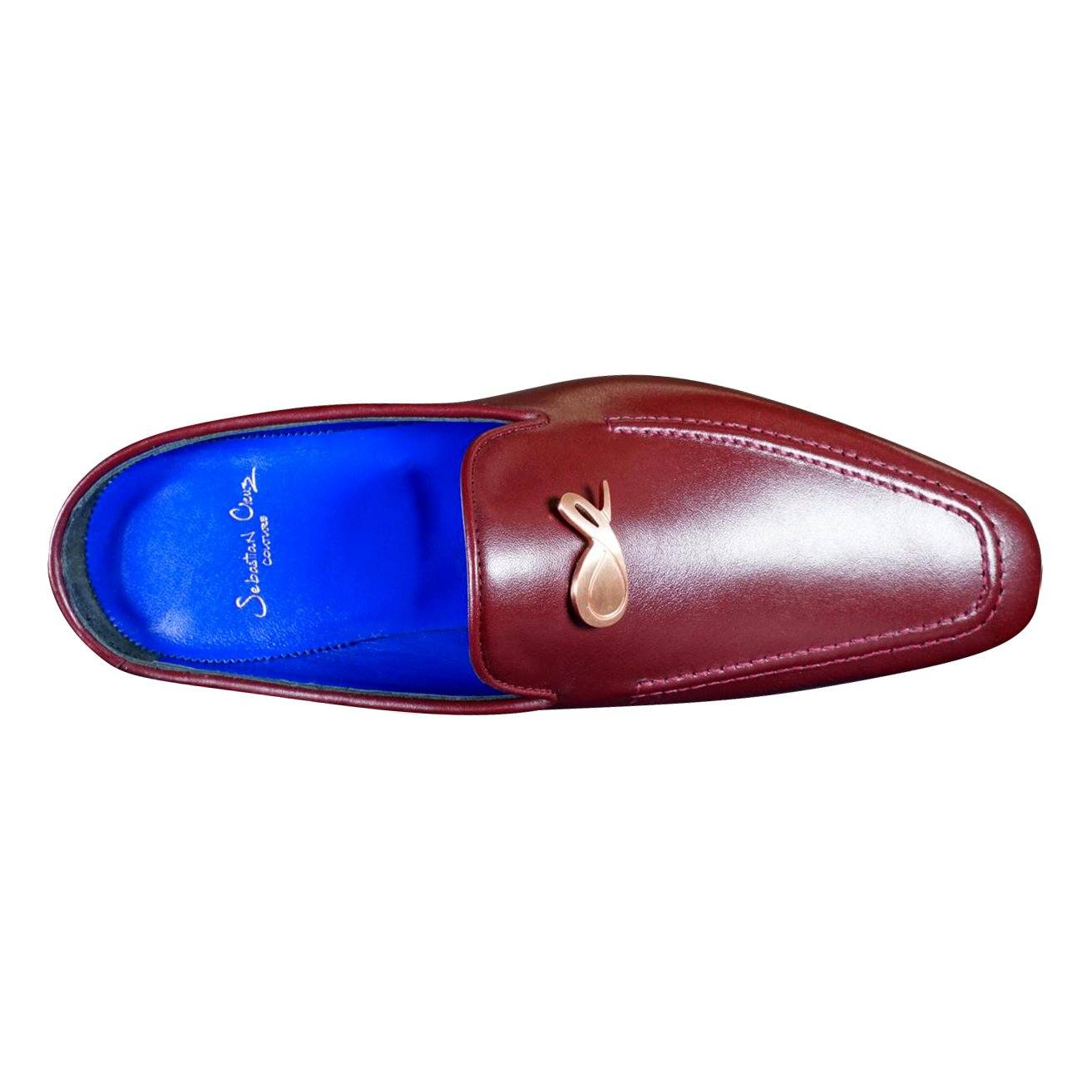 Bordo With Rose Gold Hardware Leather Slippers-6