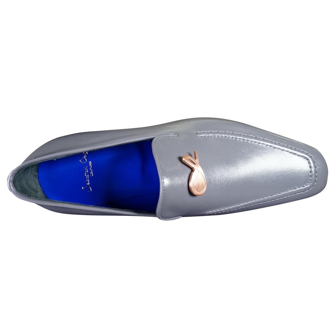 Grafite With Rose Gold Hardware Leather Loafers-5
