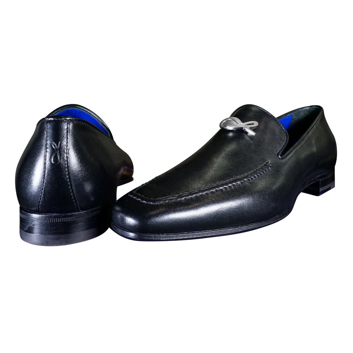Nero Opal With Silver Hardware Leather Loafer-5