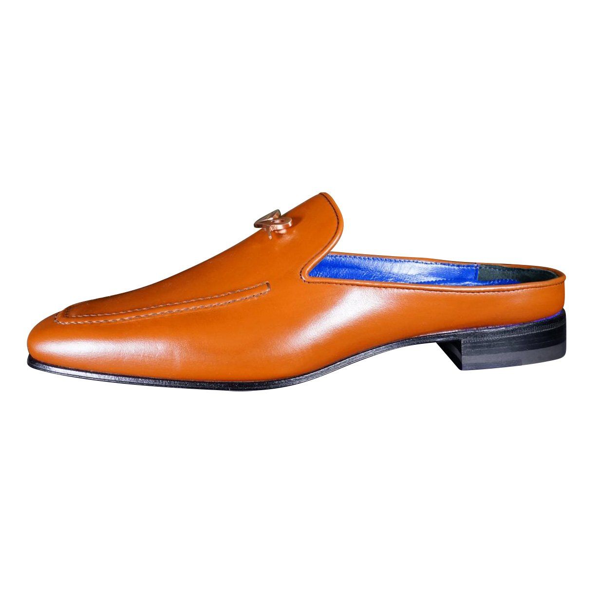 Caramello With Rose Gold Hardware Leather Slippers-6