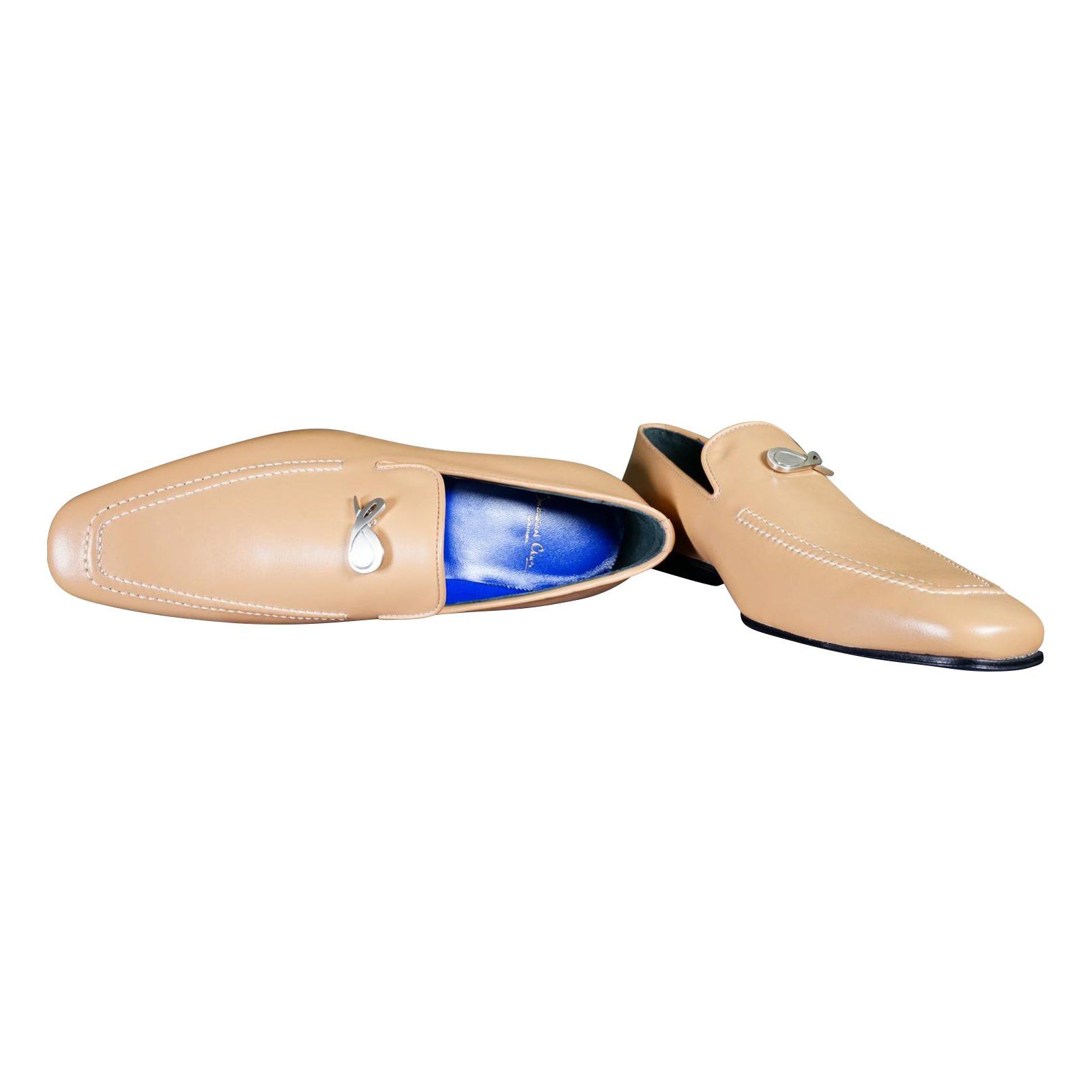 Latte With Silver Hardware Leather Loafers-5