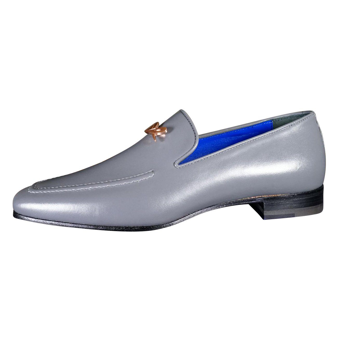 Grafite With Rose Gold Hardware Leather Loafers-6