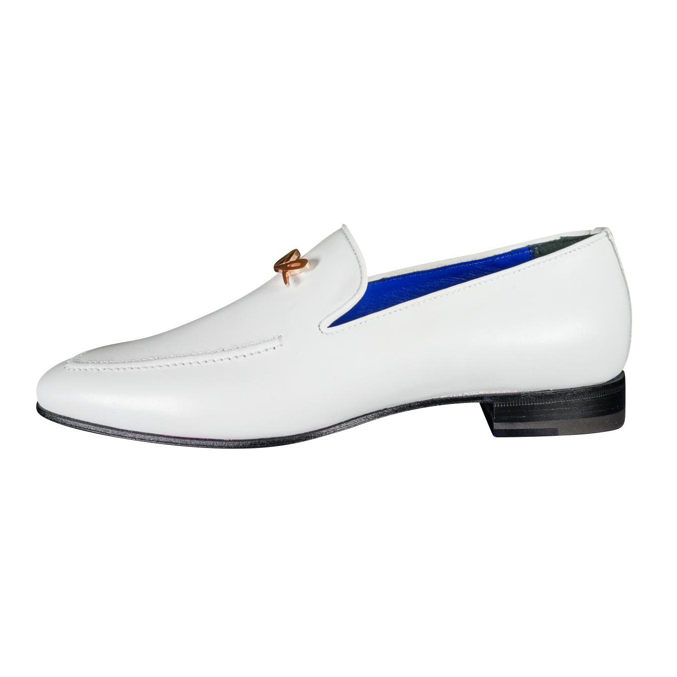 Bianco With Rose Gold Hardware Leather Loafers-6