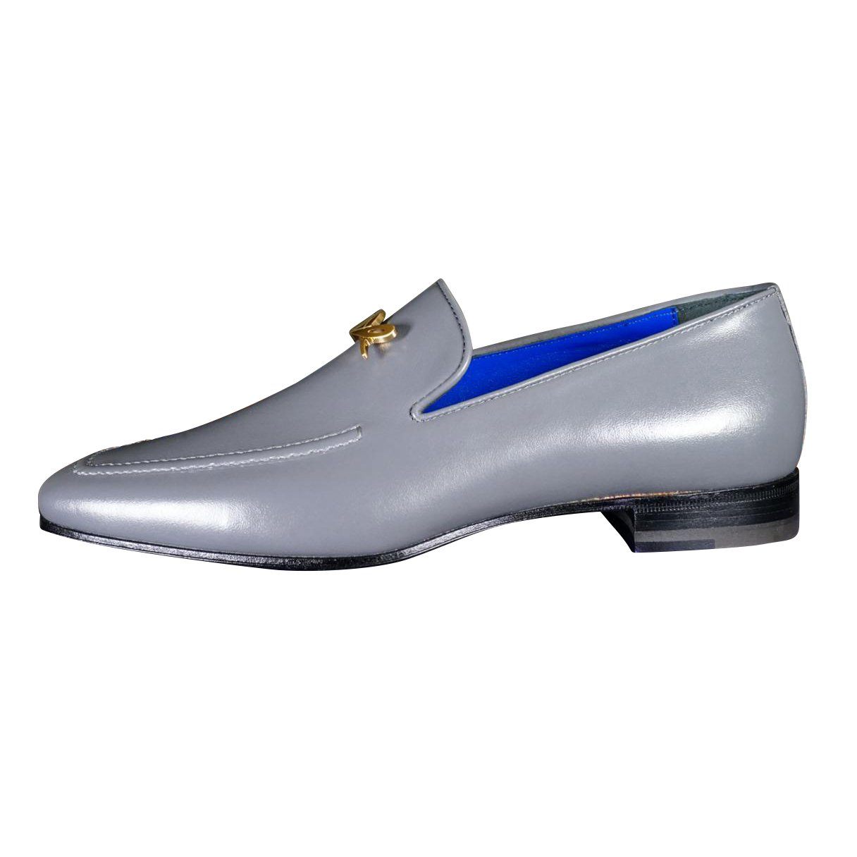 Grafite With Yellow Gold Hardware Leather Loafers-7