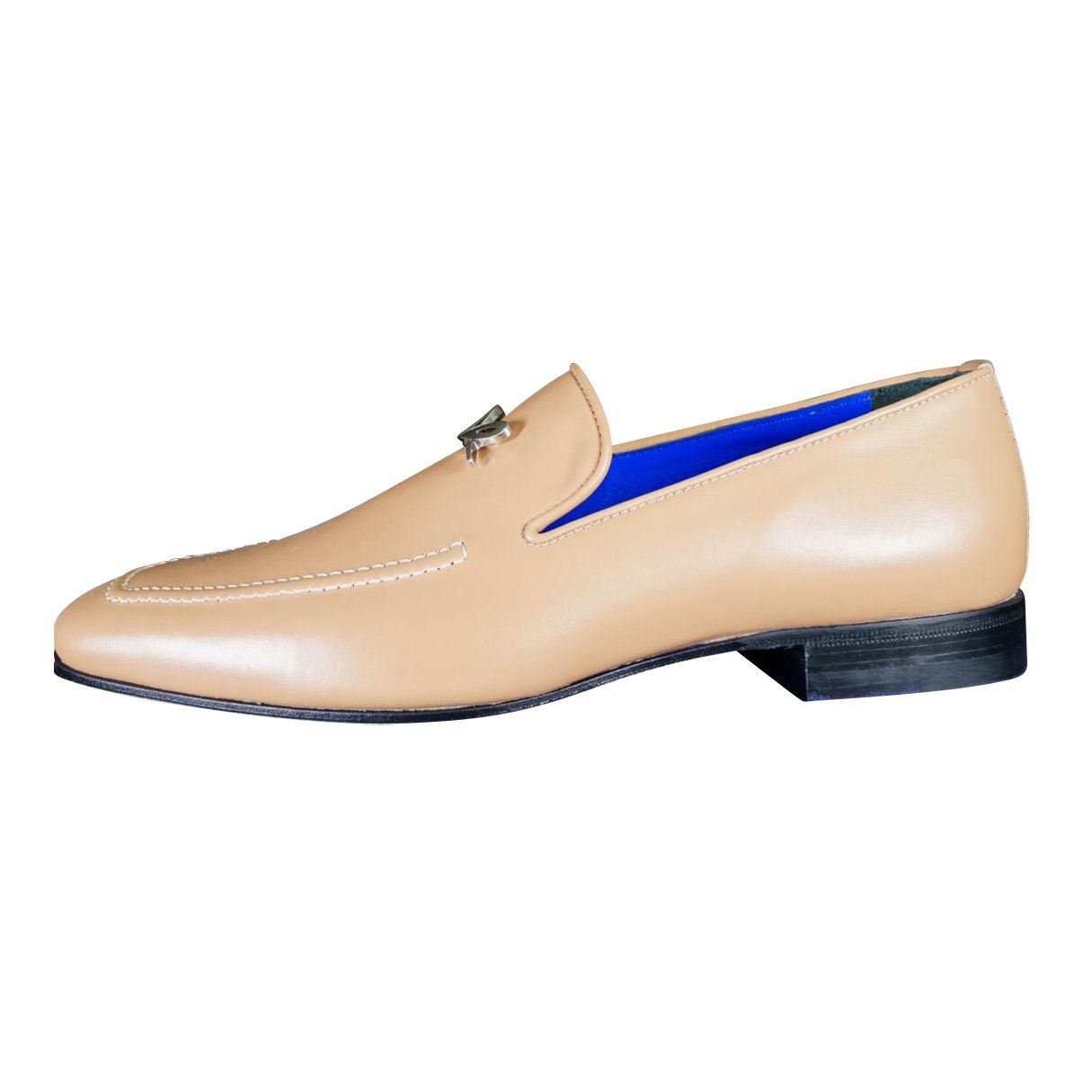 Latte With Silver Hardware Leather Loafers-6