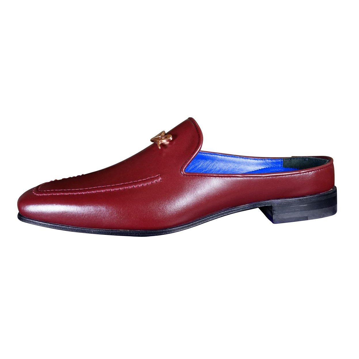 Bordo With Rose Gold Hardware Leather Slippers-7