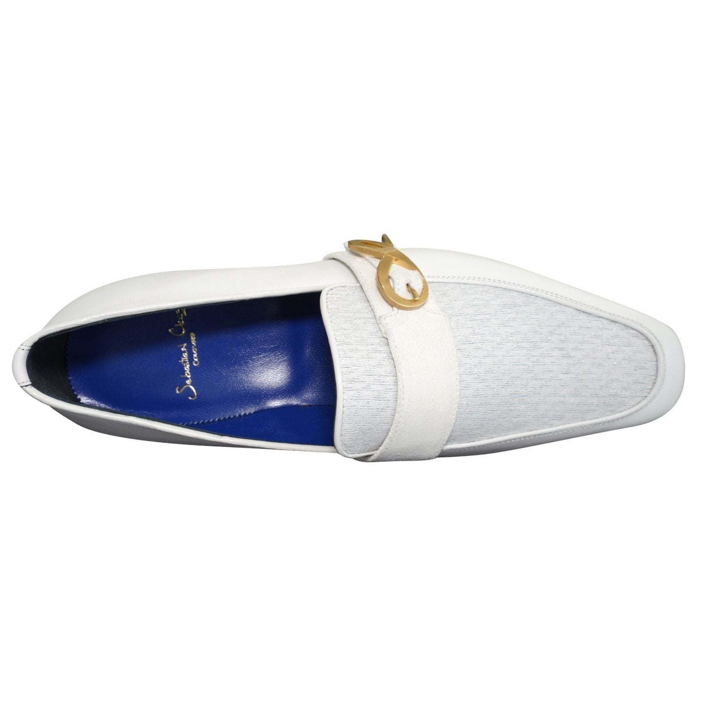 White Diamante Leather Monk Loafers-6