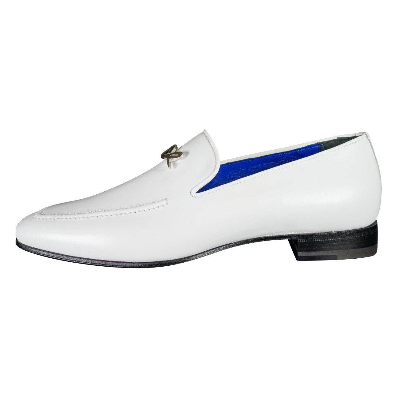 Bianco With Silver Hardware Leather Loafers-7