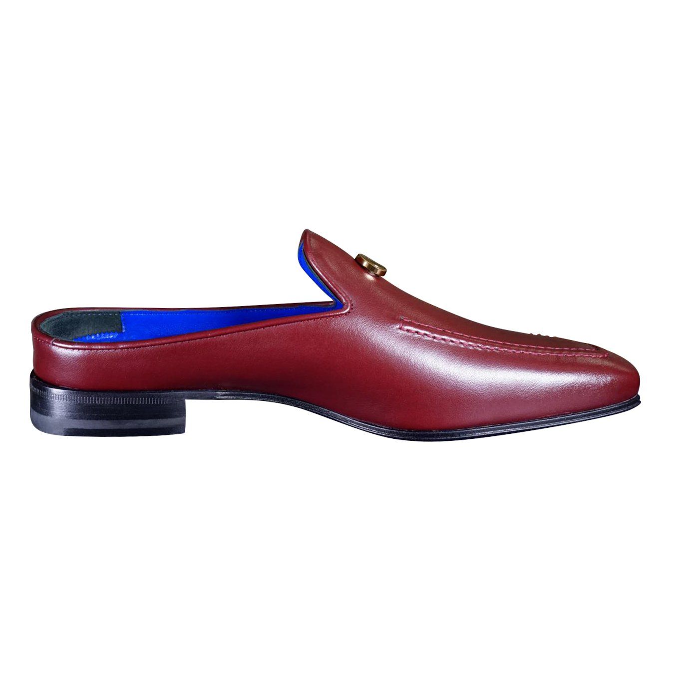 Bordo With Yellow Gold Hardware Leather Slippers-8