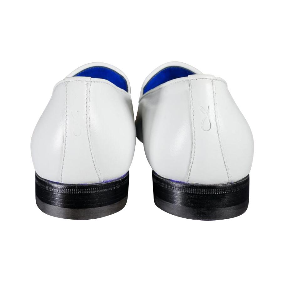 Bianco With Rose Gold Hardware Leather Loafers-7