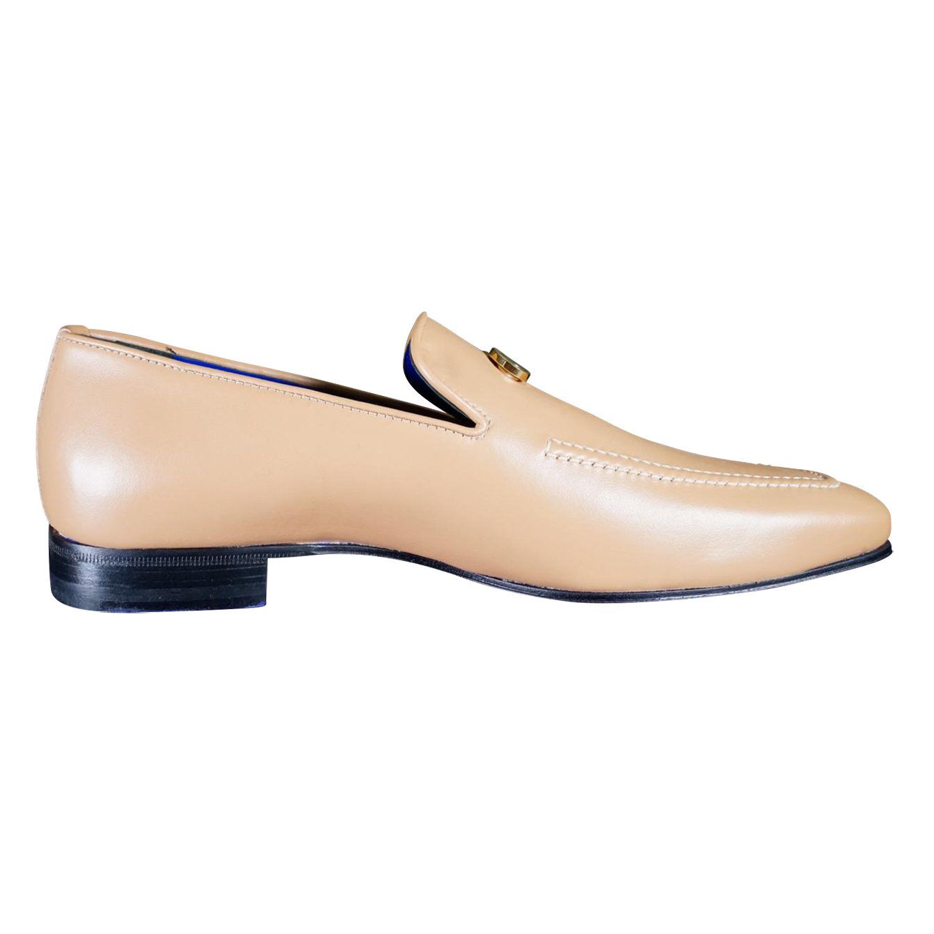 Latte With Yellow Gold Hardware Leather Loafers-8