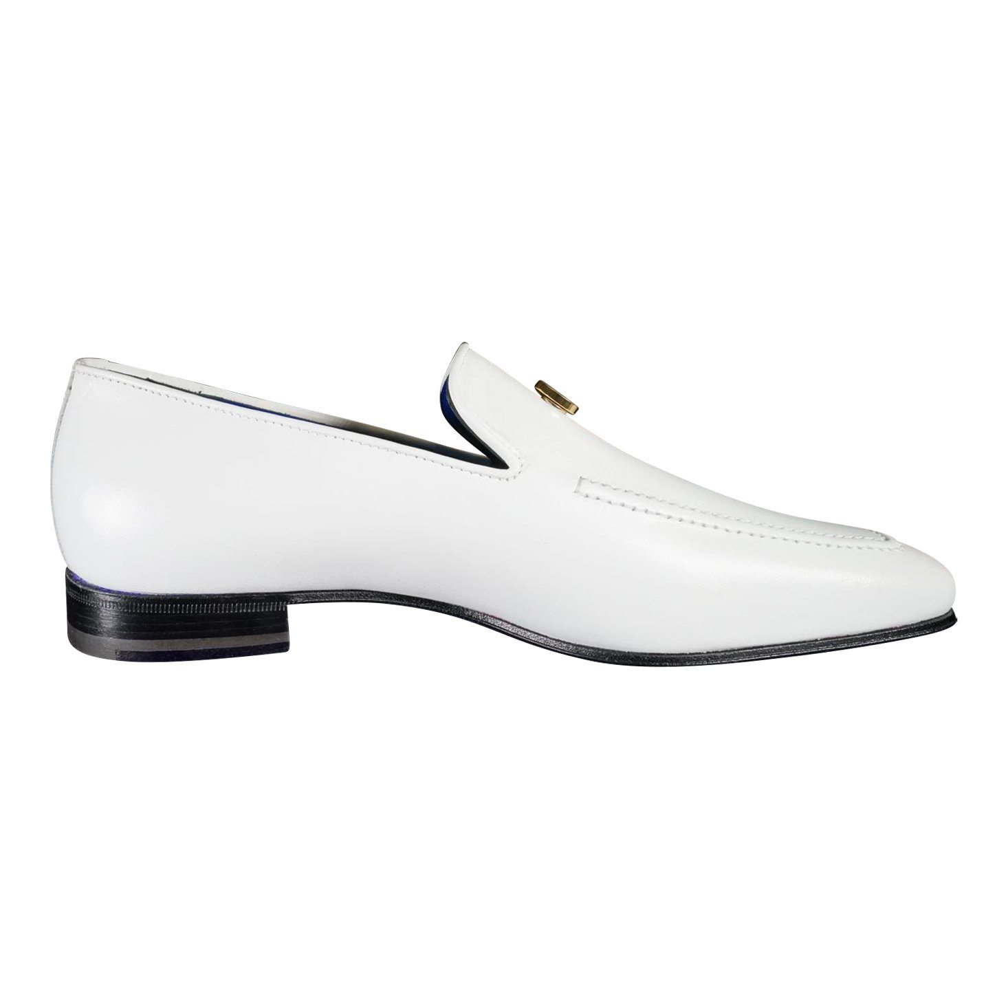 Bianco With Yellow Gold Hardware Leather Loafers-9