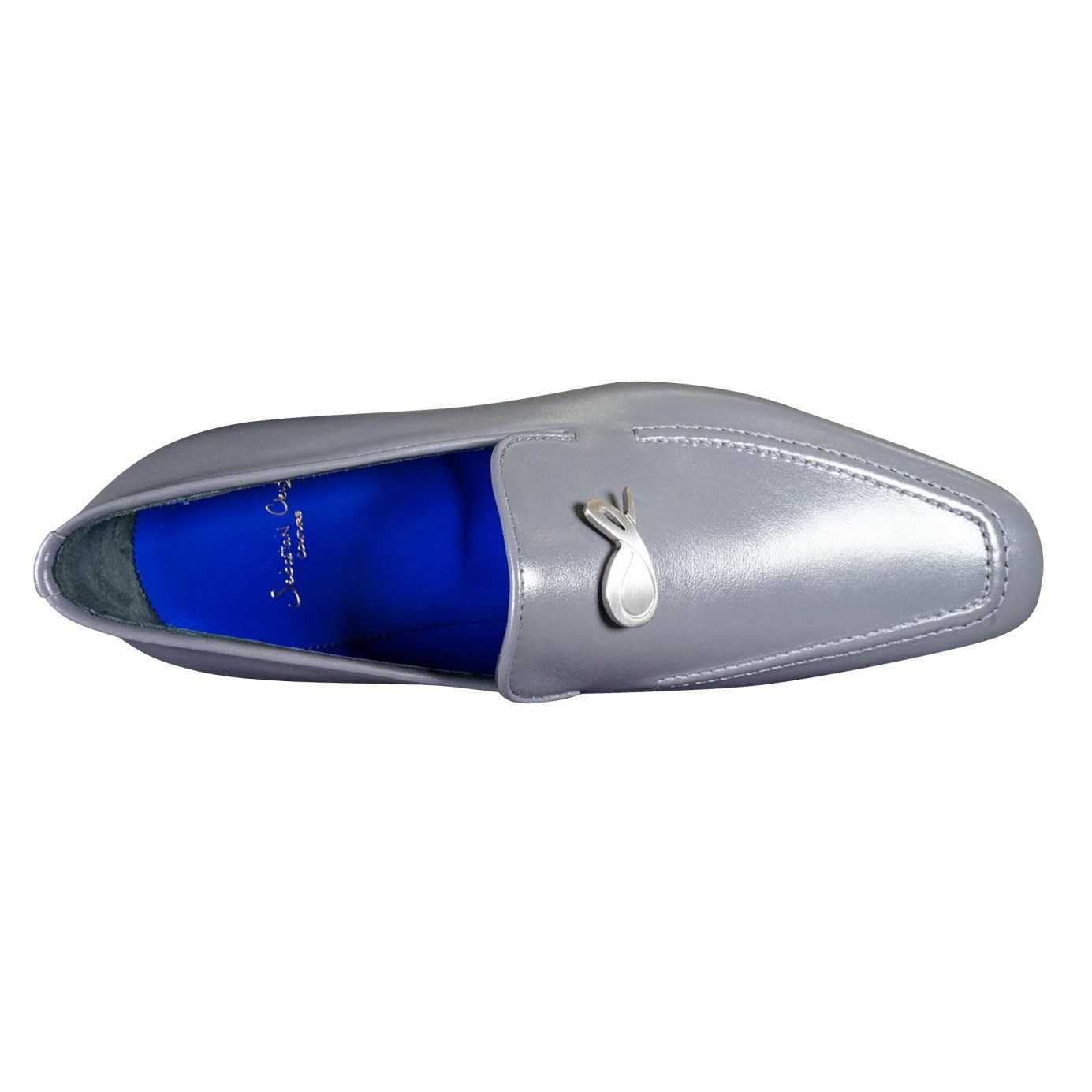 Grafite With Silver Hardware Leather Loafers-8