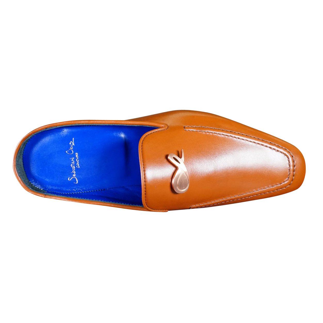 Caramello With Rose Gold Hardware Leather Slippers-8