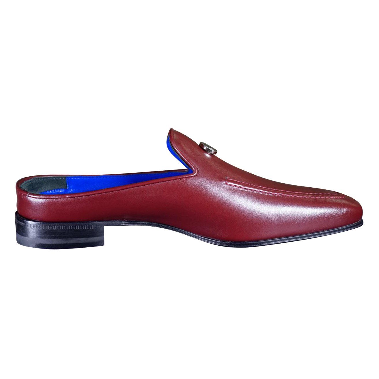 Bordo With Silver Hardware Leather Slippers-8