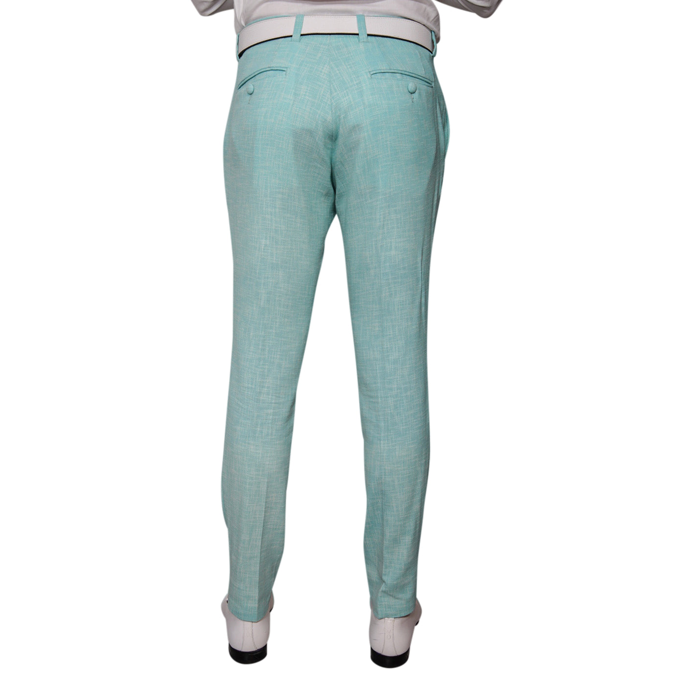 Blu Ciano Lino Tweed Trousers-5