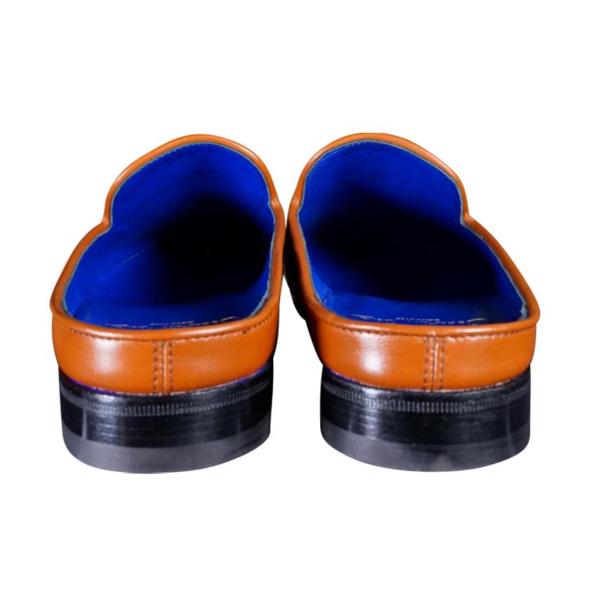 Caramello With Silver Hardware Leather Slippers-6