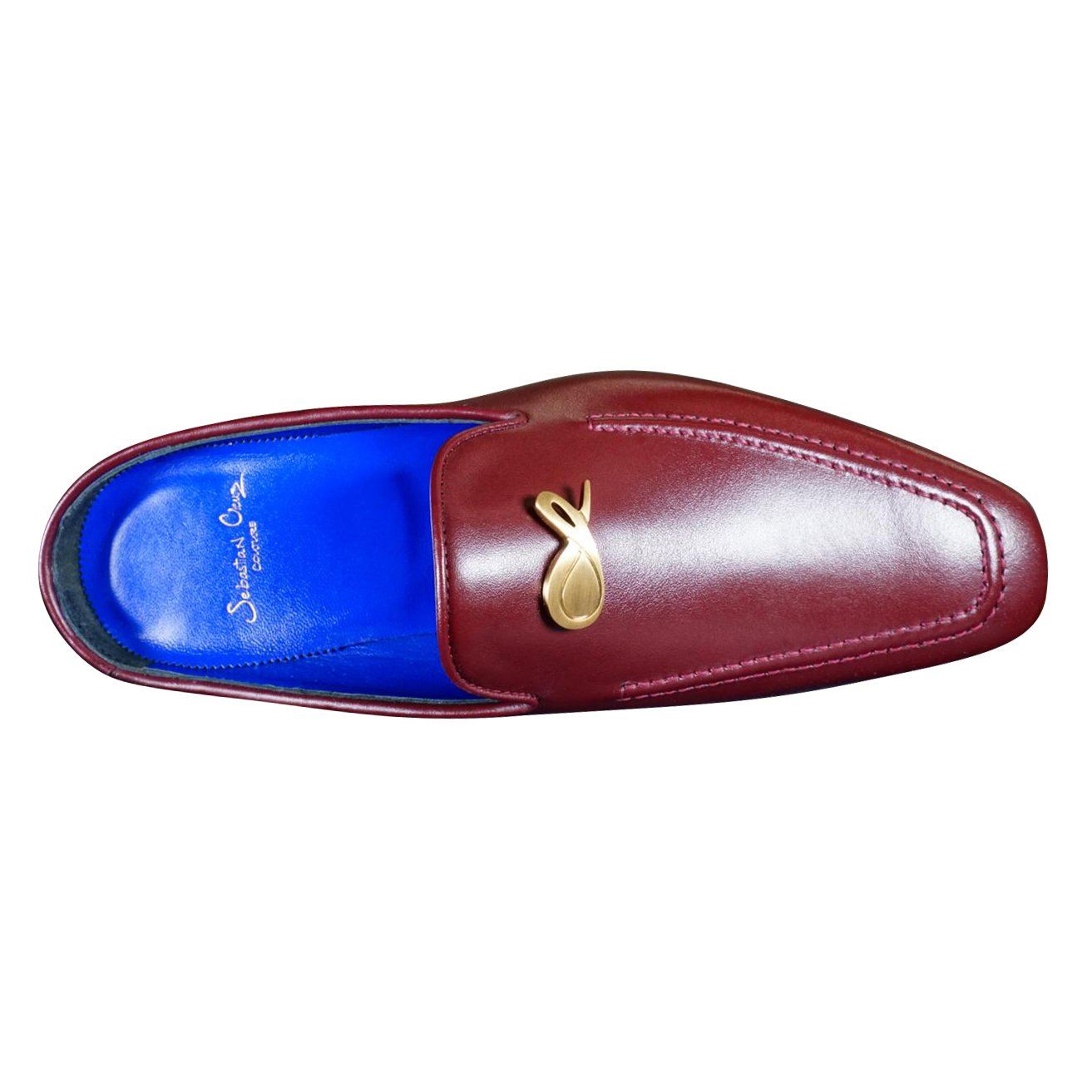 Bordo With Yellow Gold Hardware Leather Slippers-9