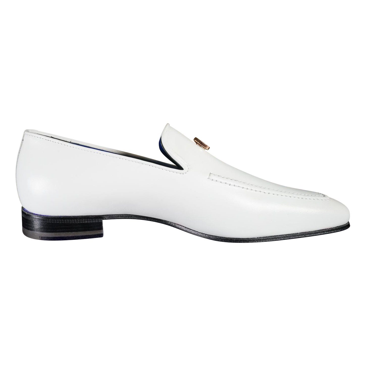 Bianco With Rose Gold Hardware Leather Loafers-9