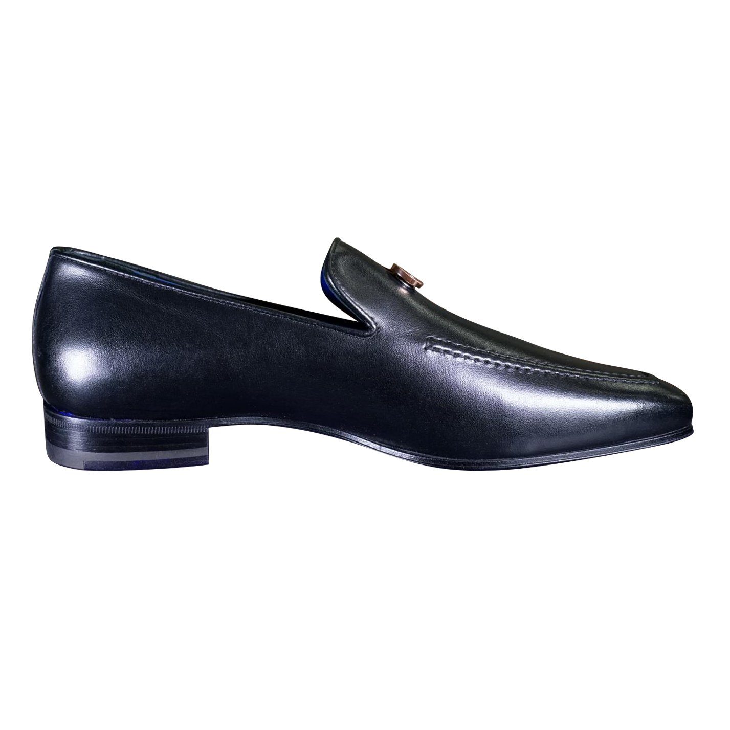 Nero Opal With Yellow Gold Hardware Leather Loafer-8